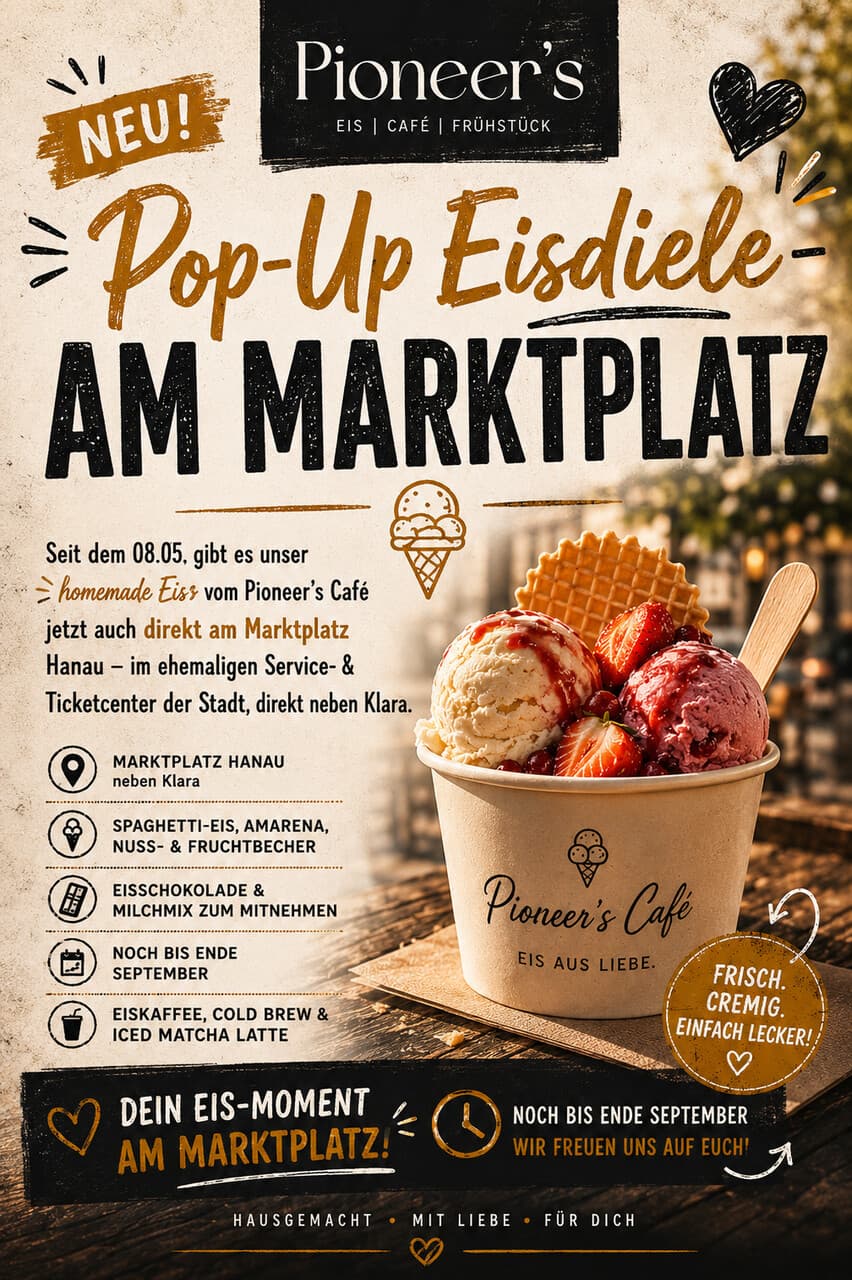 Homemade Eis vom Pioneer's Café an der Pop-Up Eisdiele am Marktplatz Hanau
