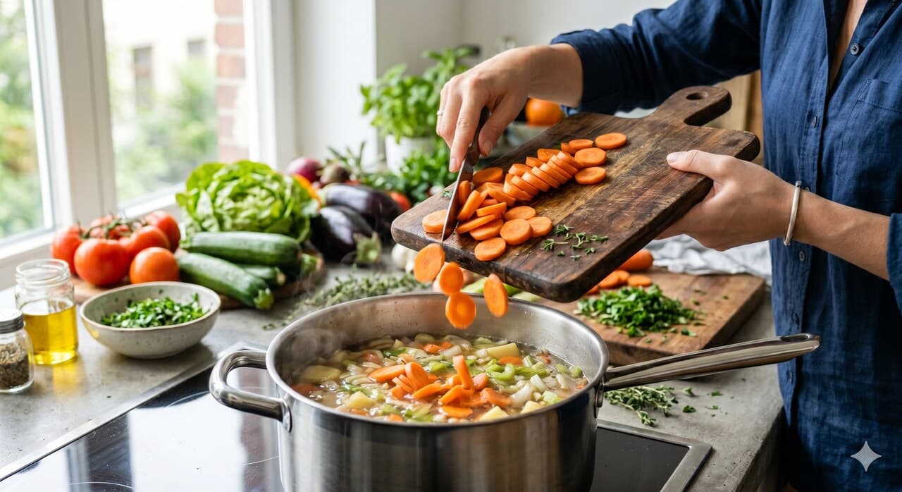 Frische Karotten für eine hausgemachte Gemüsesuppe
