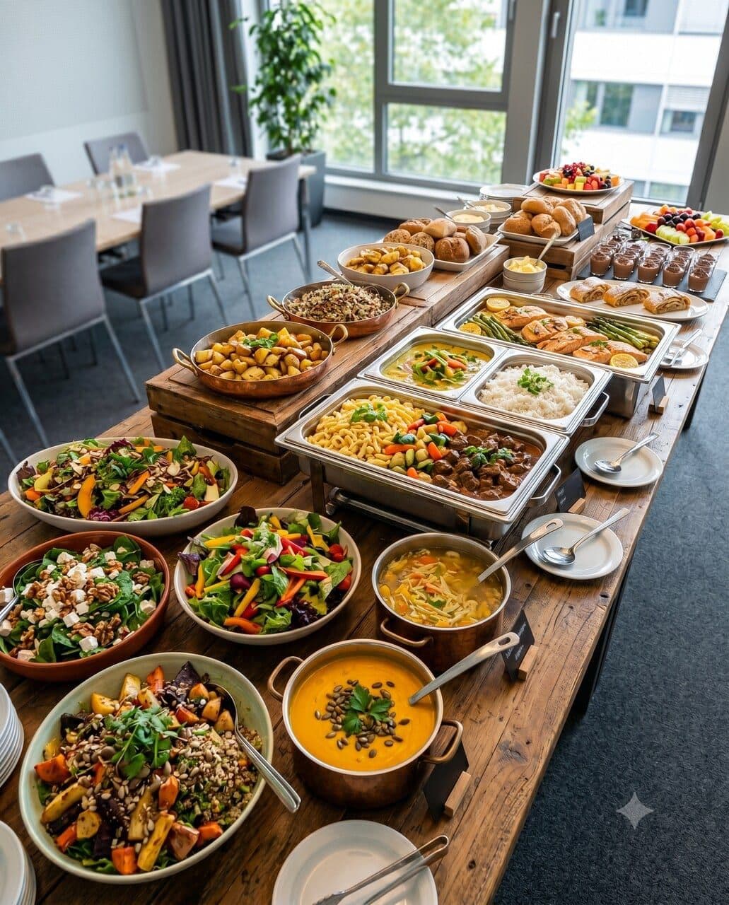 Business Lunch — warme Hauptgerichte, Salate und Suppen