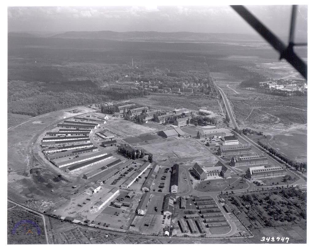 Historische Aufnahme der Pionier-Kaserne in Hanau-Wolfgang, um 1950