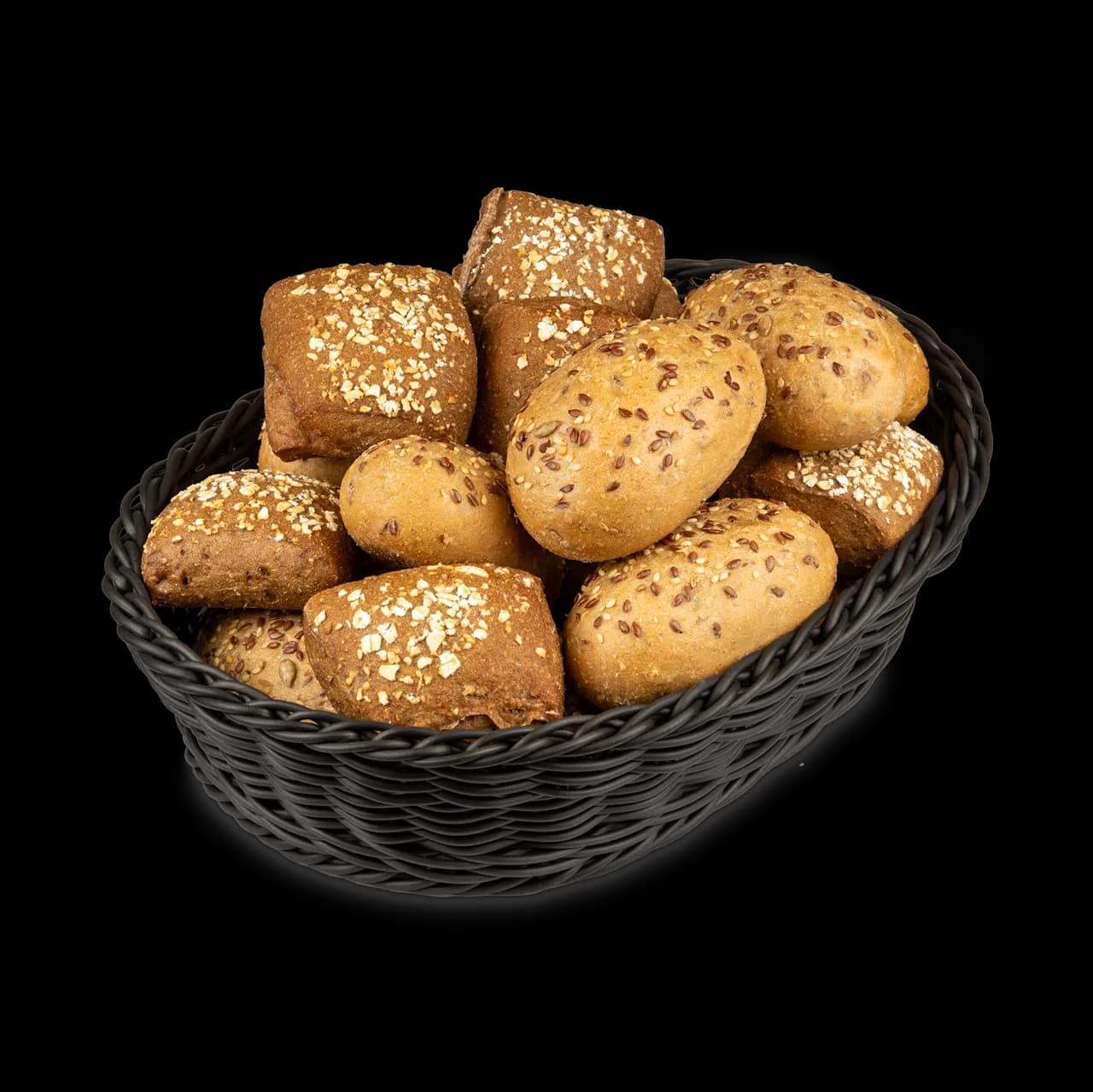 Brotkorb mit 20 kleinen, gemischten Brötchen