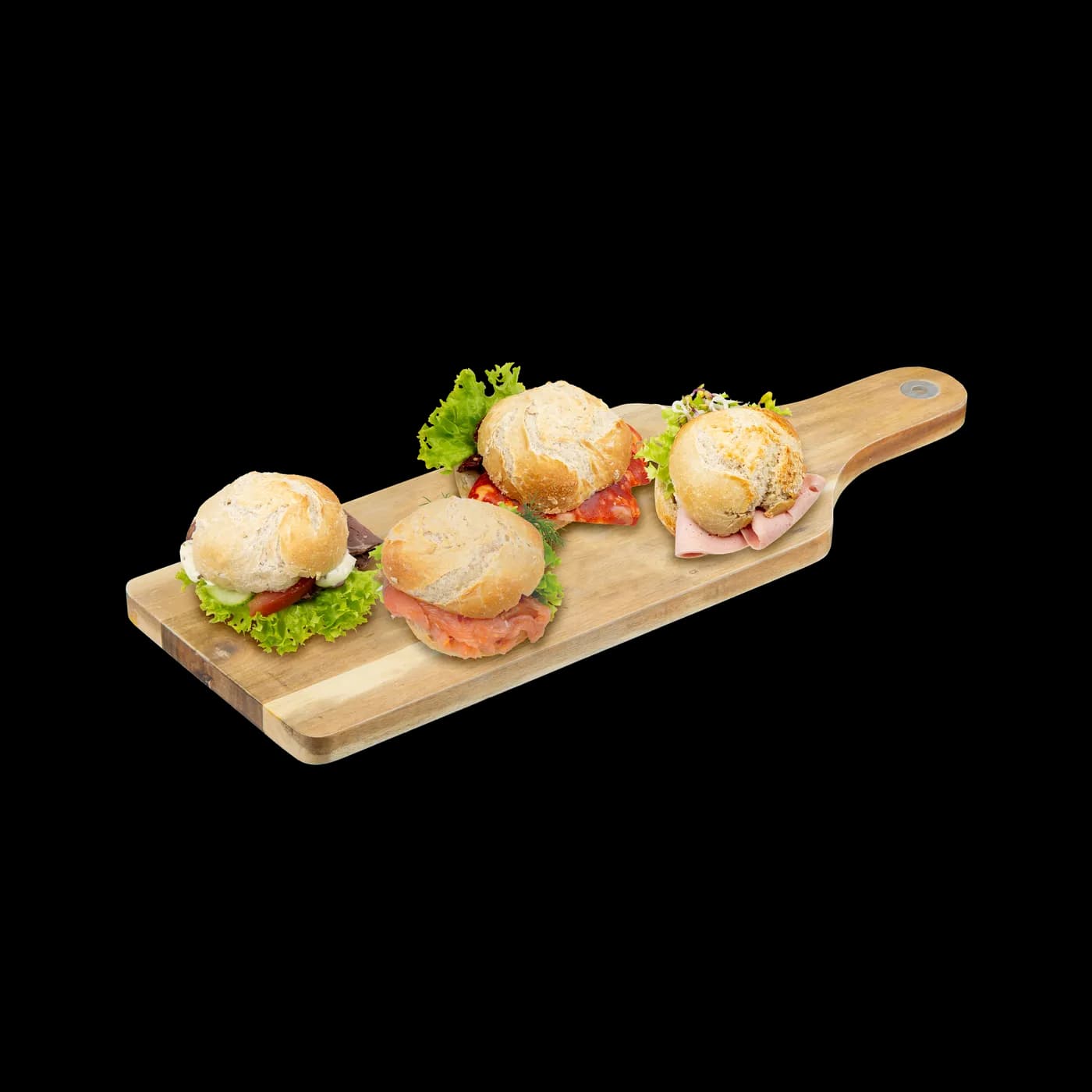 Kleine Brötchen gemischt belegt