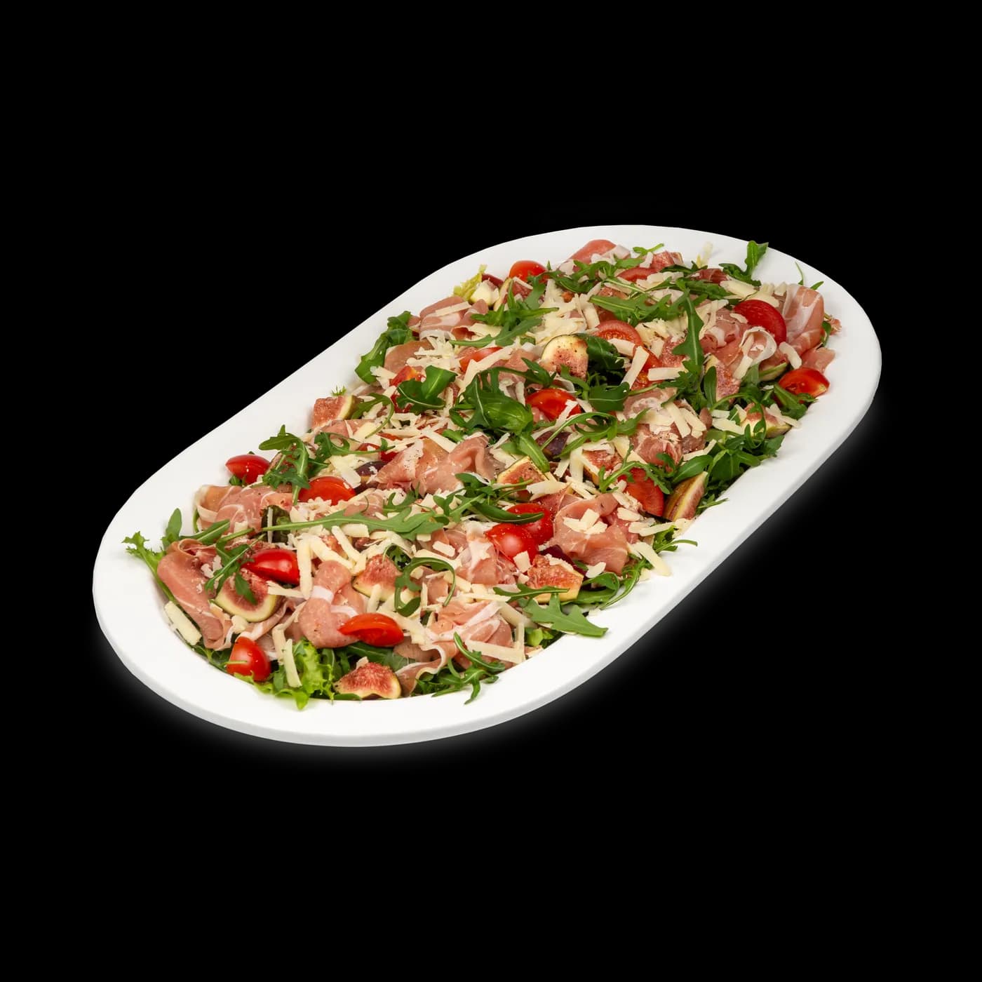 Platte Rucolasalat mit Serrano-Schinken und Feigen