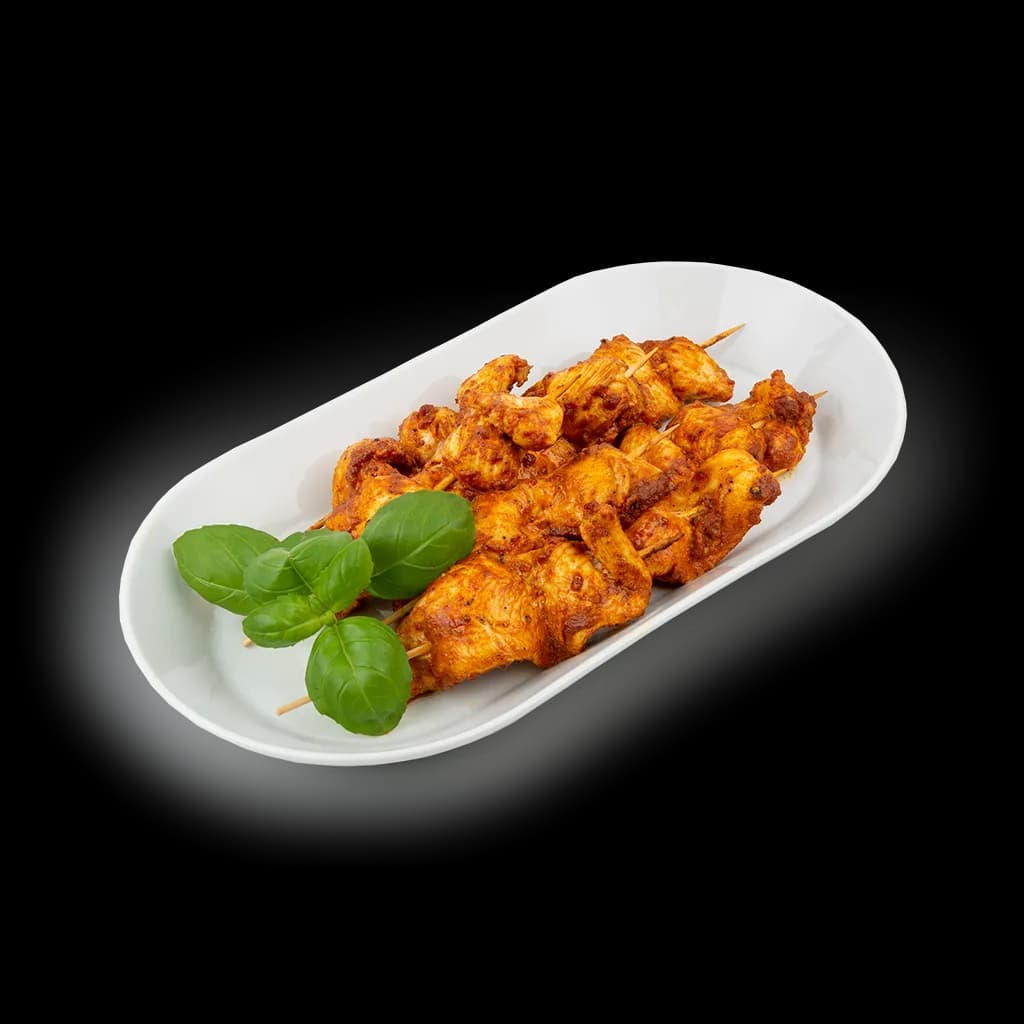 Chicken-Sate-Spieße mit Erdnuss-Dip