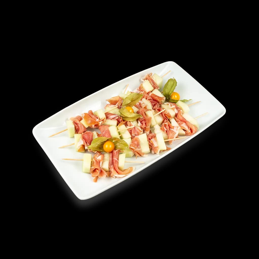 Honigmelone-Serrano-Spieße