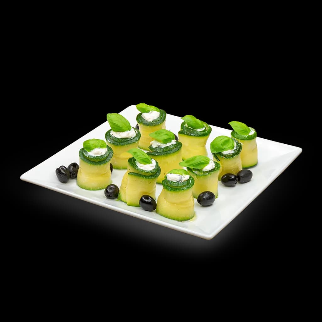 Zucchini-Röllchen mit Feta gefüllt