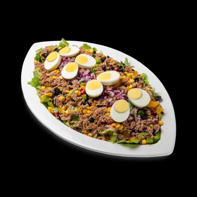 Platte Nizza Salat mit Thunfisch, Ei, Oliven und Mais
