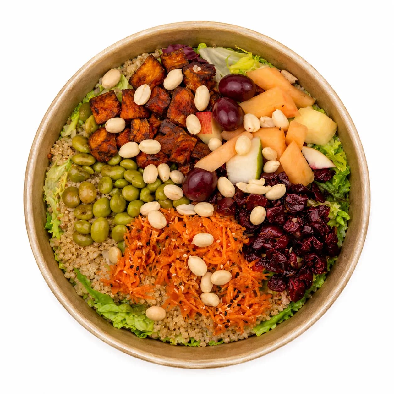 Energy Bowl mit Bohnen, Edamame, Kichererbsen und Karotte