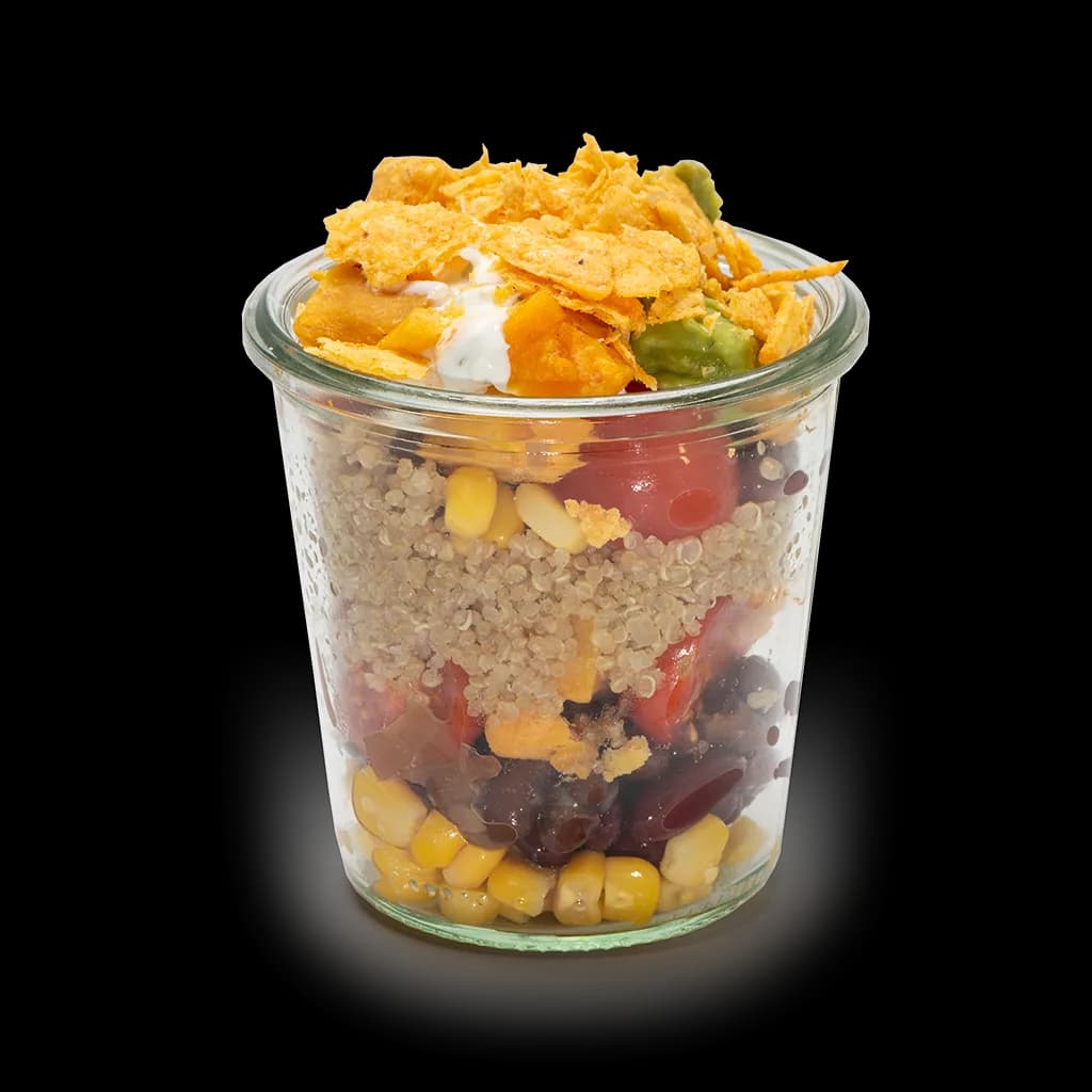 El Mexicano Salat im Weckglas mit Mais, Bohnen und Paprika