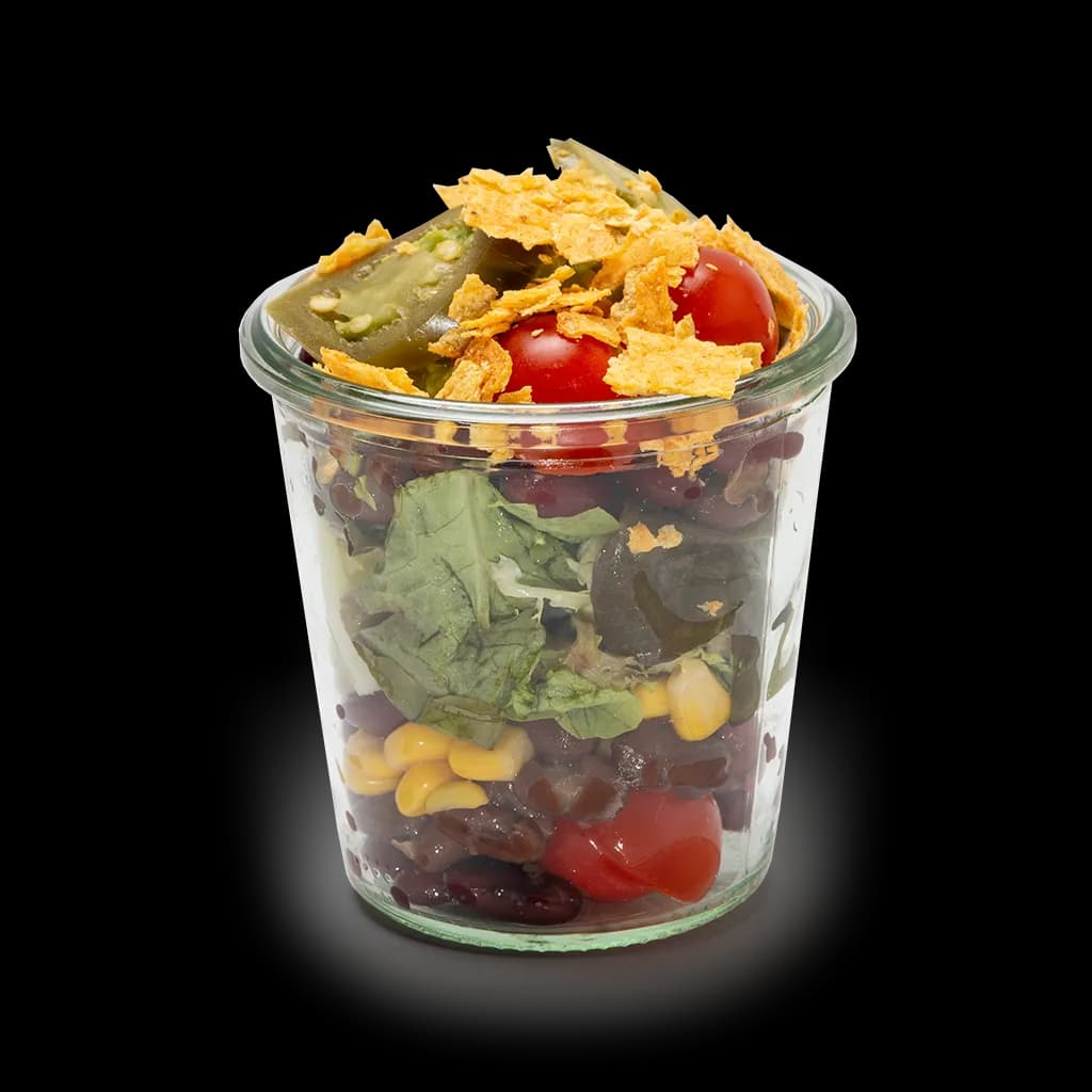 Fiesta Bowl im Weckglas mit Mais und buntem Gemüse