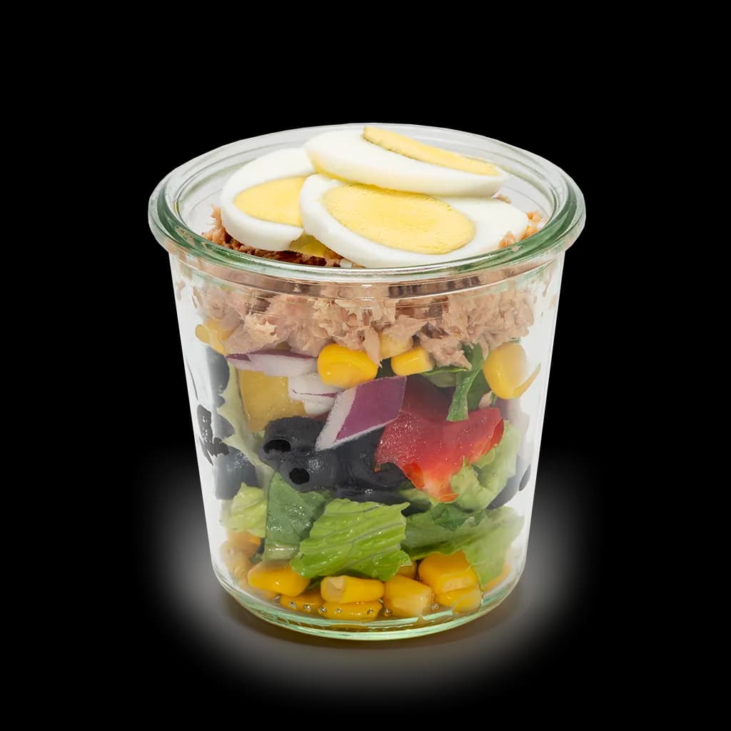 Nizza Salat im Weckglas mit Ei, Bohnen und Thunfisch